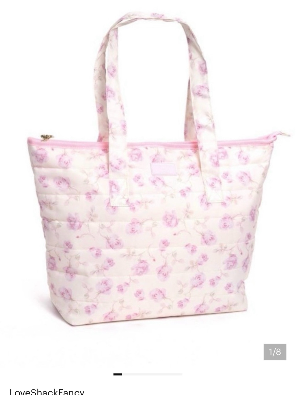 Loveshackfancy X Yoobi Pink Floral Quilted Tote Bag Nwt